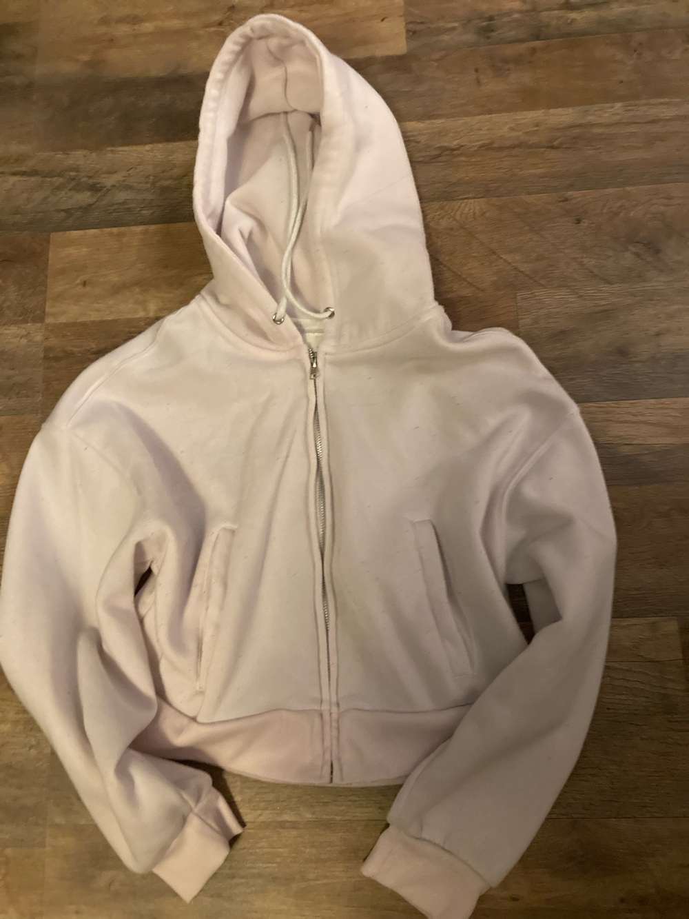 Off-the-Shoulder Zip Hoodie Sweater - Light Pink